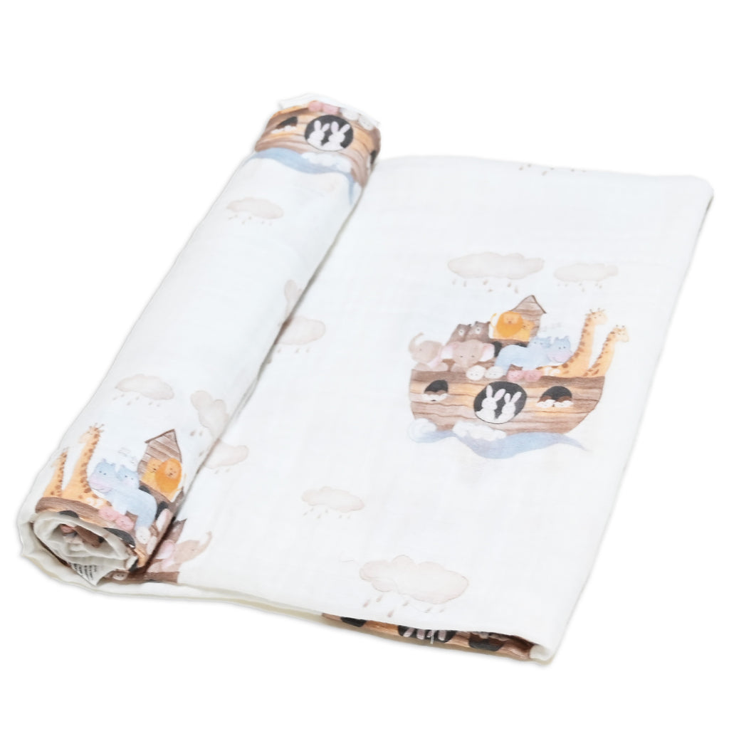 Noah's Ark Baby Muslin Swaddle Blanket