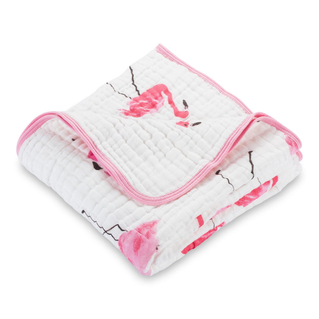 baby muslin pink flamingo bird animal quilt blanket girls babies cotton quikt quilf boys cute